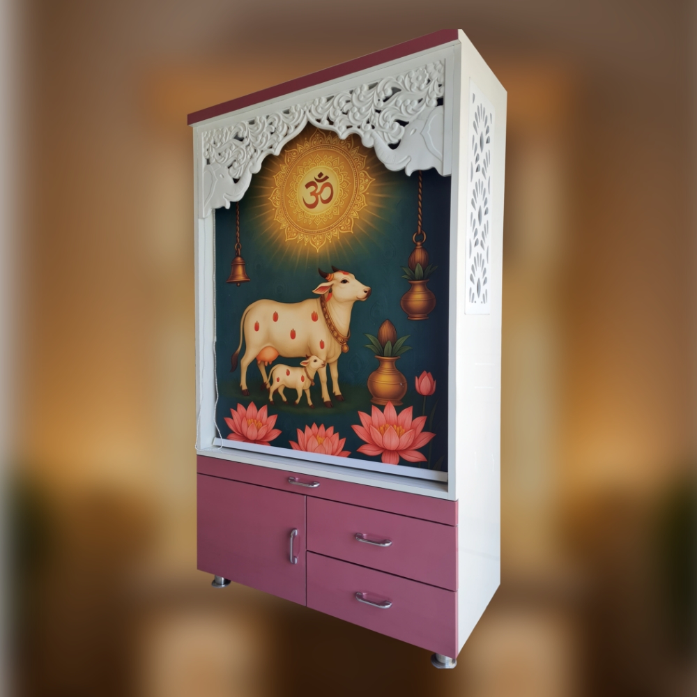Plywood Laminate Mandir With Backlight For Home